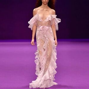 Elegant Pink Ruffle Dress